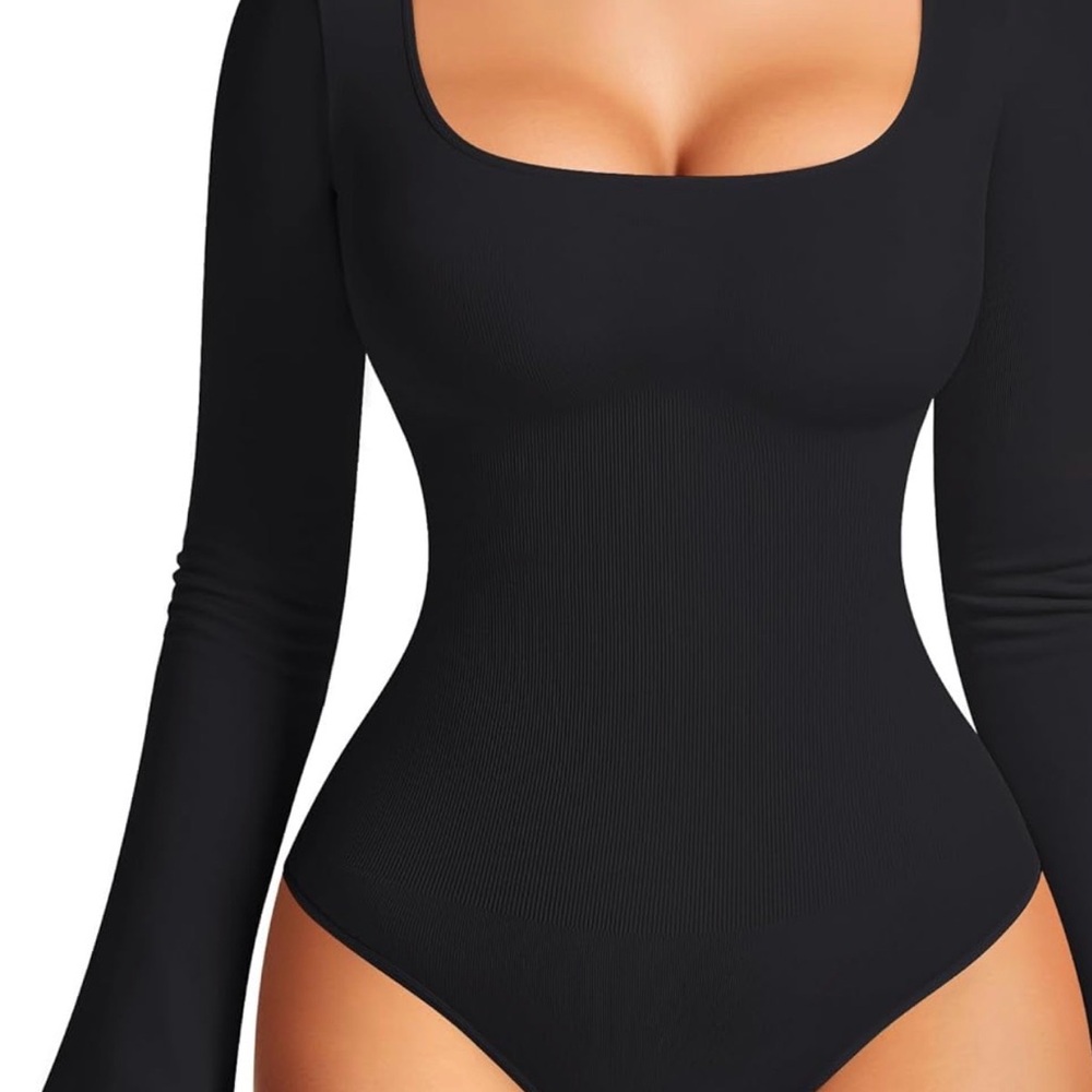 Mango Black Long Sleeve Bodysuit